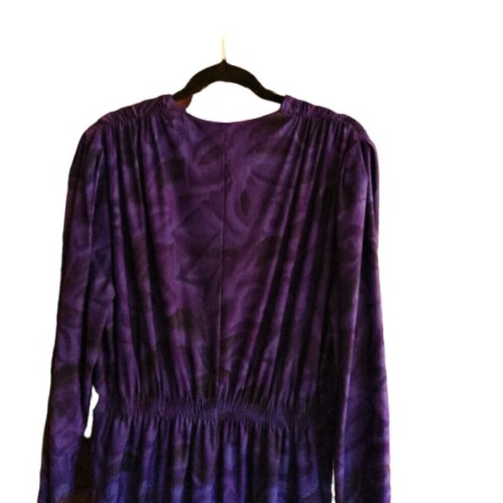 Vintage 80s midi rouched dress in great color - Picture 10 of 14